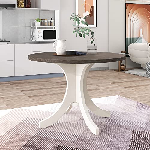 Modern 5-Piece Dining Table Set, Wood Rectangular Kitchen Table with 4 Chairs, Dining Table and Chair Set for 4 for Living Room, Apartment, Canteen, Furniture, Easy to Assembly (White-08)