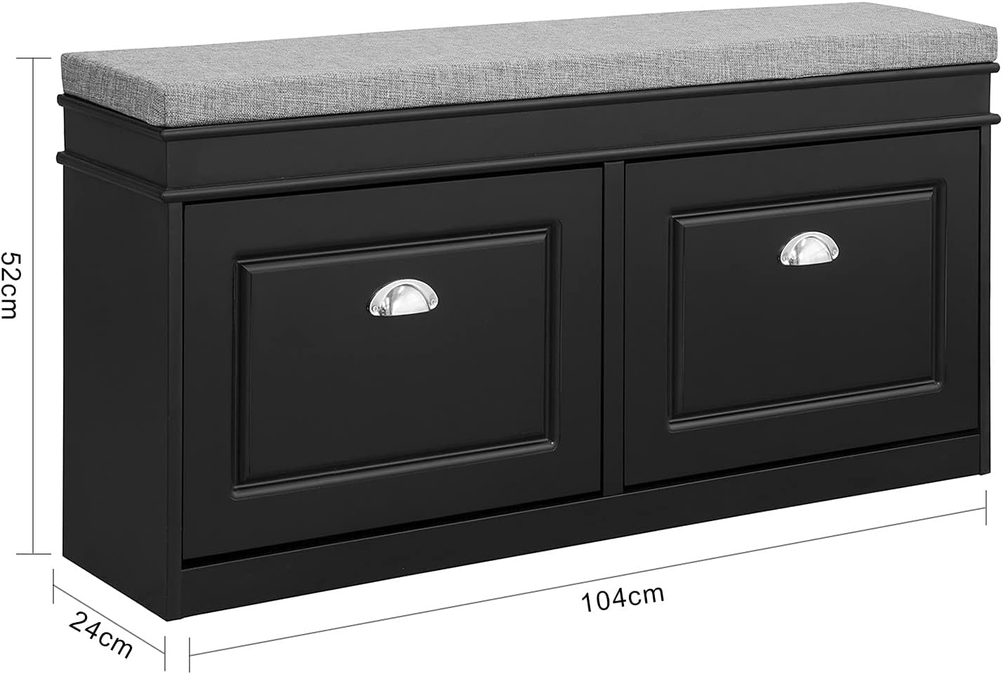 Haotian Black Storage Bench with Shoe Cabinet,FSR64-SCH,FSR94-SCH
