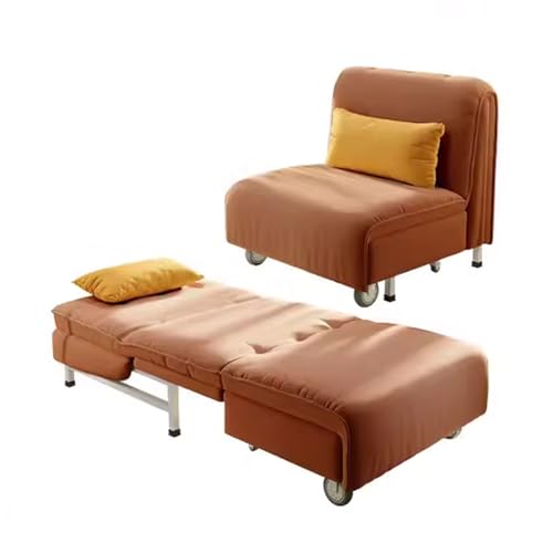 Folding Sofa Bed 3-in-1 Multi-Function Lazy Couch Convertible Sleeper Chair Bed for Living Room Bedroom Fold Out Sofa Easy Space Saving (Color : Orange, Size : 0.8m)
