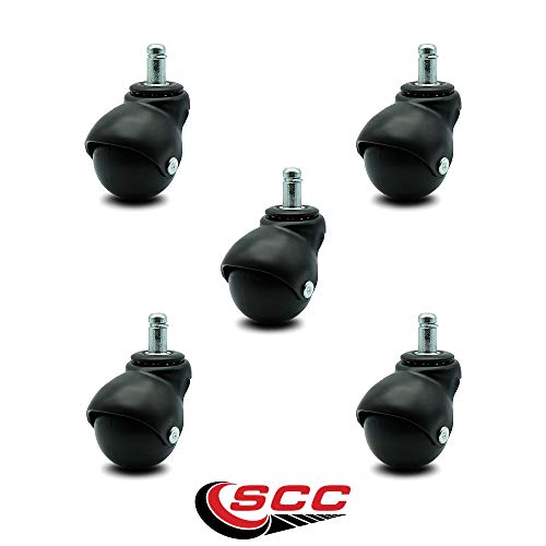 2 Inch Swivel Ball Caster Wheels for Furniture - Flat Black Hooded Casters with Top Plate – Casters for Coffee Tables and Ottomans - 300 lbs. Total Capacity - Set of 4 – Service Caster Brand