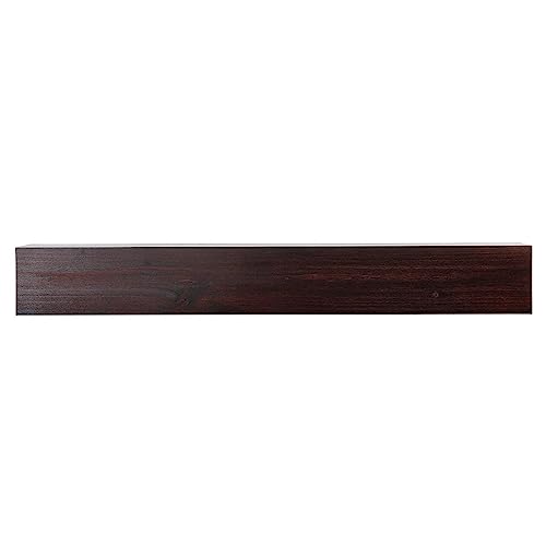 Modern Ember Boone 60 Inch Floating Wood Fireplace Mantel Shelf | Unfinished - 8 Inch Tall Wooden Shelf with Clean Box Design