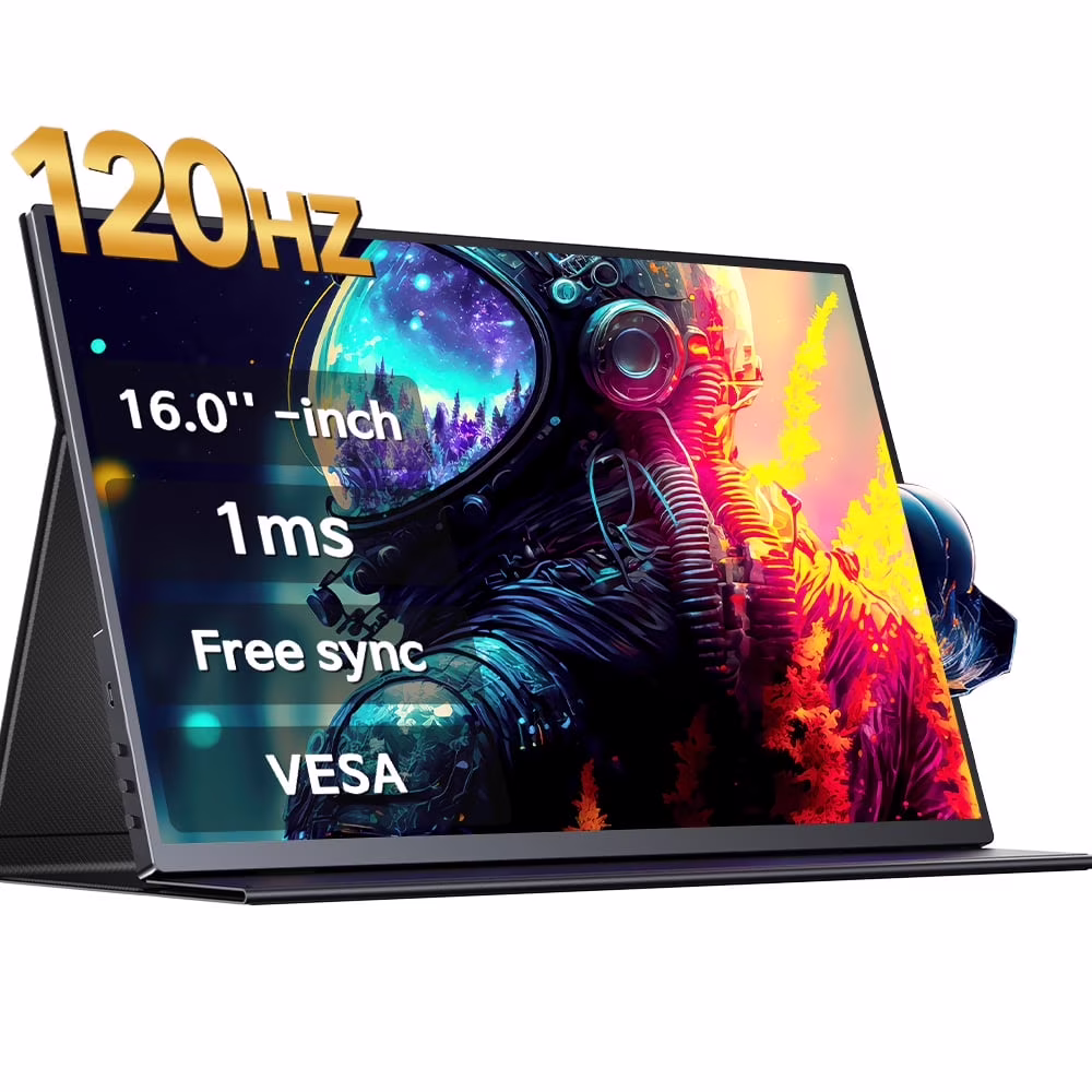 "UPERFECT Portable 15.6"" 2K QHD Gaming Monitor, 120HZ for Laptop, PS5, Xbox Switch, PC - Travel Friendly Video & Audio"