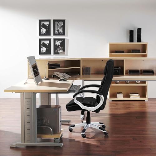 CLATINA Ergonomic Office Computer Desk Managerial Executive Chair,Mid-Back Mesh Rolling Swivel Chairs with Armrests and Lumbar Support with Wheels for Home Bedroom Work Study Student Black 2 PACK