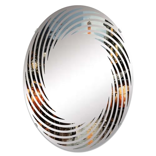 Parisian Boulevards with Eiffel Tower I - France Spiral Landscapes - 20x30 Inches - Oval Decorative Wall Mirror for Bathroom, Bedroom, Entryway, Living Room, Vanity Room and Modern Décor