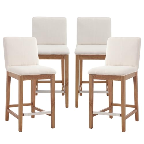 Wood Bar Stools Set of 4, Mid-century Modern 30