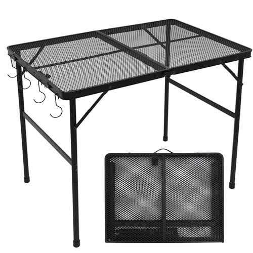 Small Folding Table for Camping Picnic Grill,Garden BBQ Side Table-Portable Lightweight,Compact,Height Adjustable Patio Outdoor Table with Carry Bag