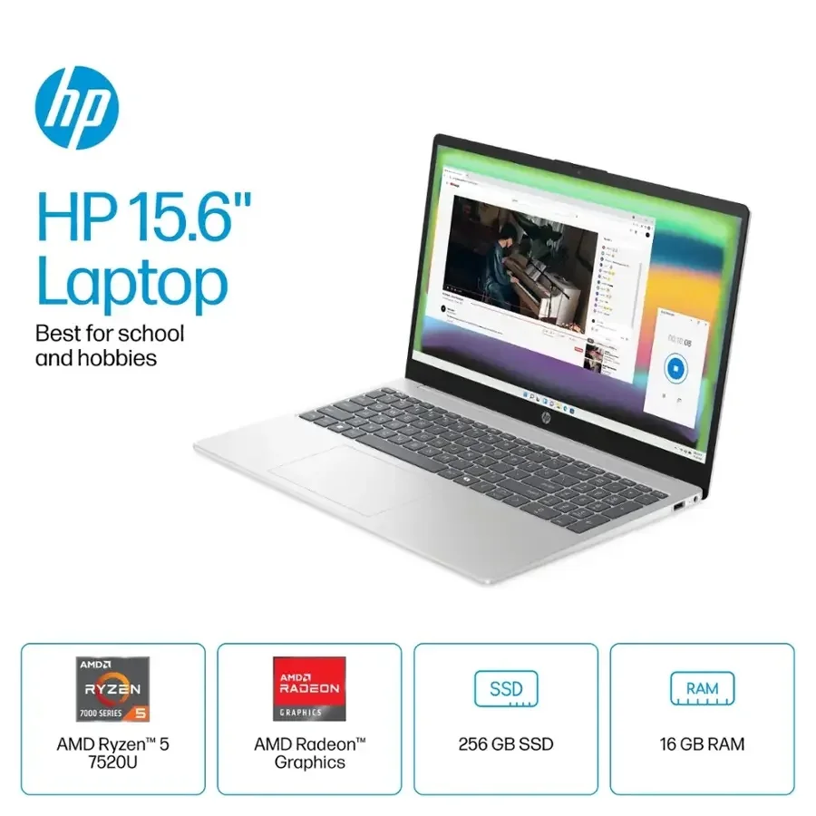 HP - 15.6" Touch-Screen Laptop - AMD Ryzen 5 - 16GB Memory - 256GB SSD - Natural Silver