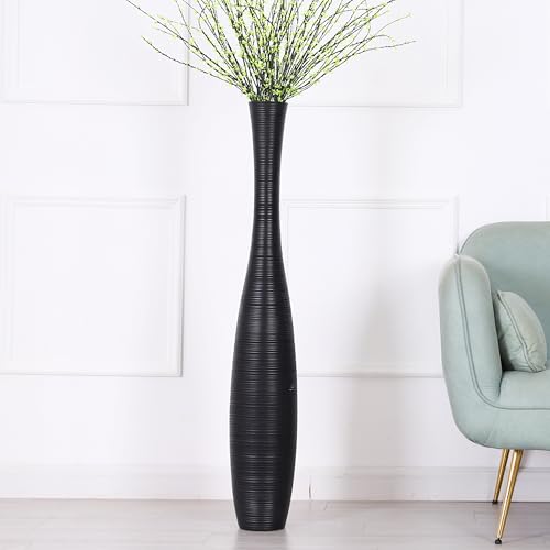 Leewadee Decorative Tall Floor Vase for Living Room Decor, 34 inches, White, Resin