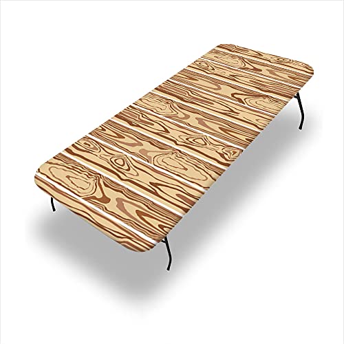 Wooden Plank Aged Timber Outdoor Fitted Tablecloth, Waterproof and wipeable Cloth Cover, Fitted Folding Table Cover, 30