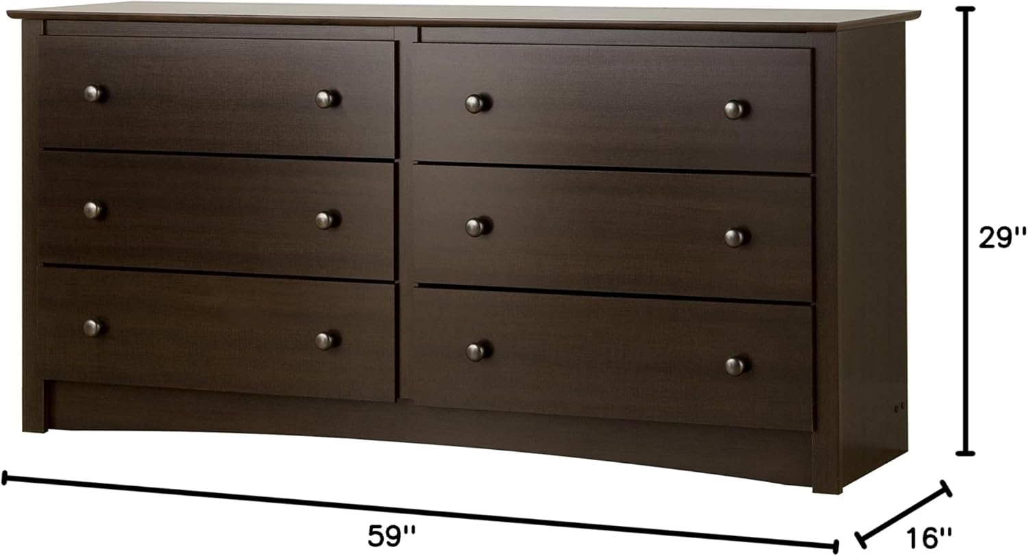Sonoma 6 Drawer Double Dresser for Bedroom, Espresso & Sonoma 2-Drawer Nightstand, Espresso