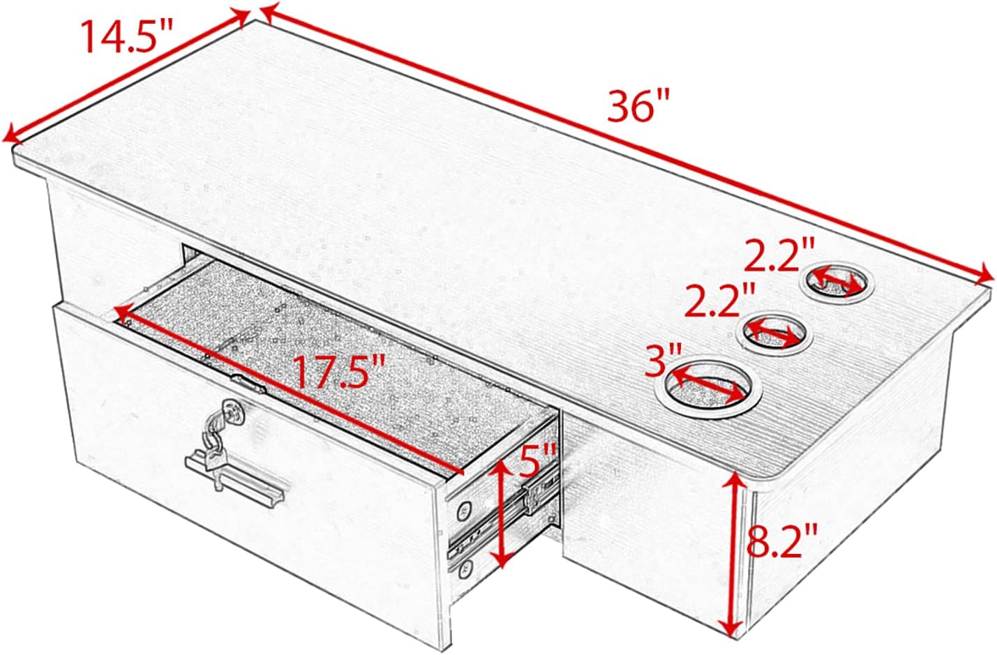 Wall Mount Barber Styling Station with Drawer and 3 Hair Dryer Holes, Beauty Salon Equipment Storage Cabinet for Barber Shop, Spa, Bathroom, Home 36 x 14.6 x 8.3 Inches (L x W x H)