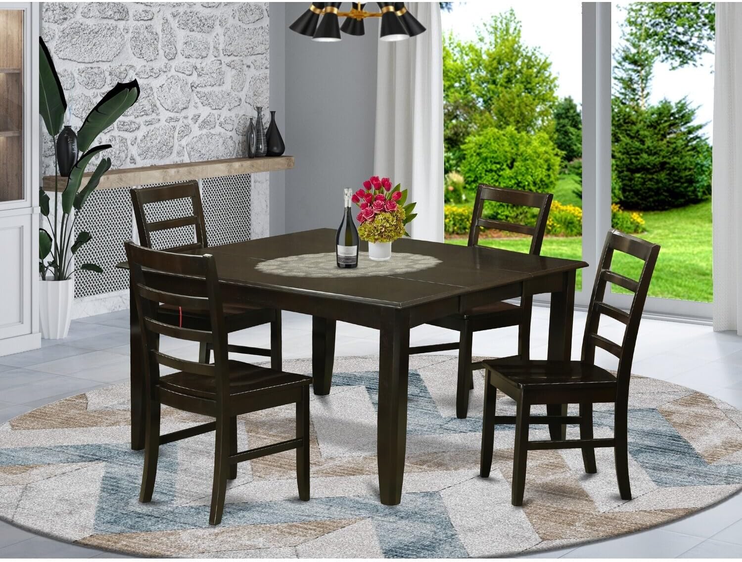 Country Cottage Table Set-Dining Table and 4 Wooden Dining Chairs