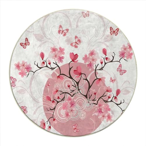 Round Rug 39 in Vintage Chair Mat for Carpet Mandala Under Desk Low-Pile Rug Office Chair Mat with Lip for Carpets