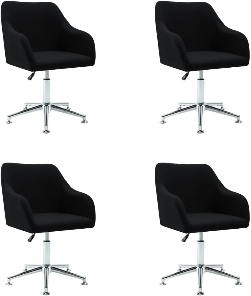 vidaXL Swivel Dining Chairs in Black Fabric, Scandinavian Style, Adjustable Height, Ergonomic Design, Suitable for Living Room, Bedroom, Lounge, Office