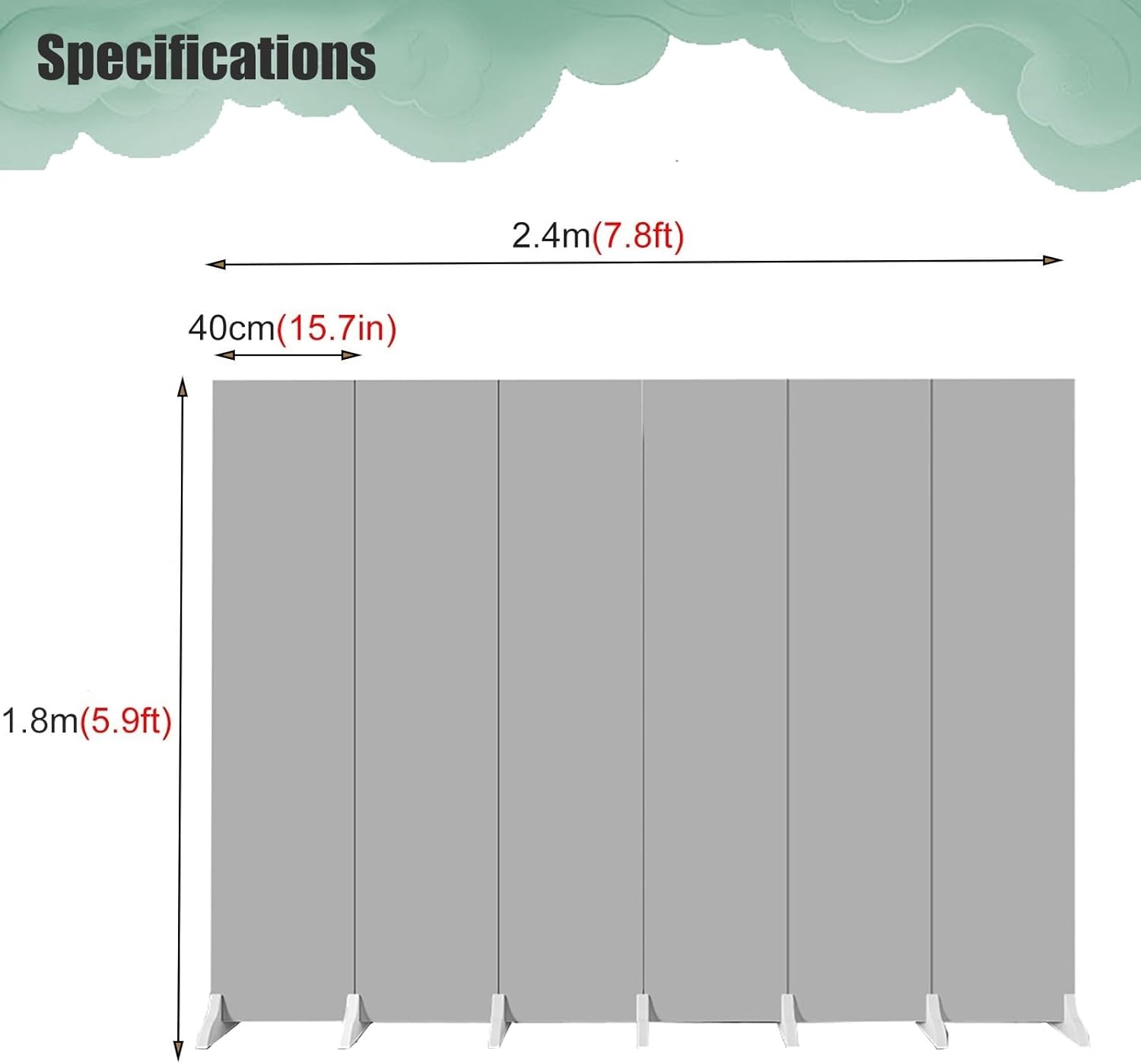 Privacy Screen Room Divider Decor Room Partitions and Dividers Freestanding Foldable, 6 Panels Rustic Privacy Panel Temporary Wall, Commercial Home Office Room Separator, 180cm Tall
