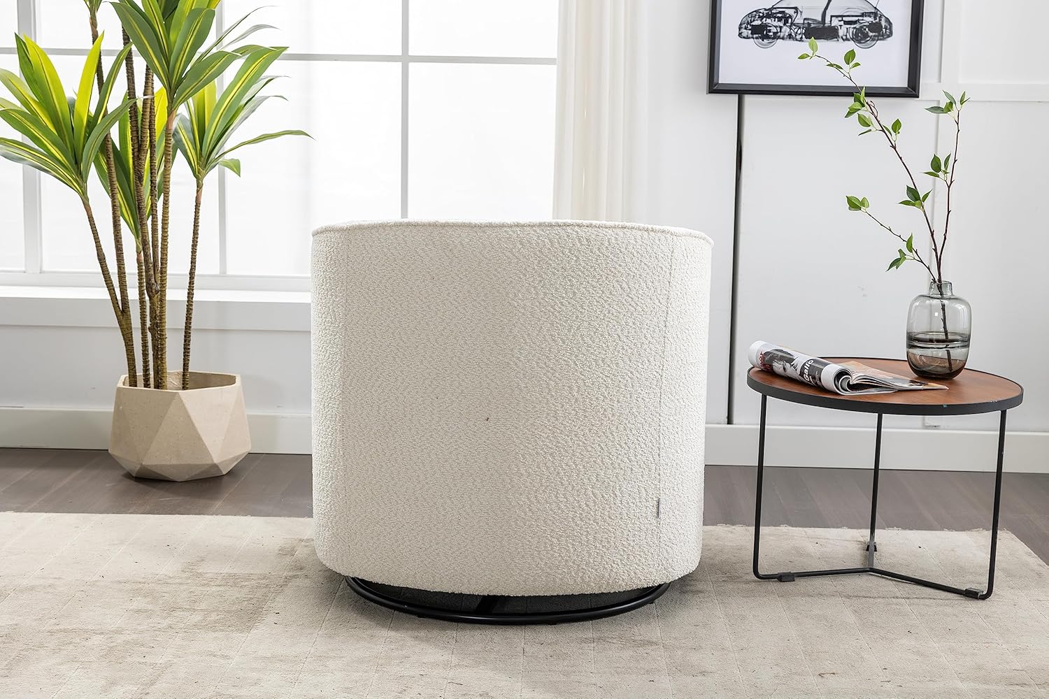 Swivel Barrel Chair, Comfy Round Accent Sofa Chair for Living Room, 360 Degree Swivel Barrel Club Chair, Leisure Arm Chair for Nursery, Hotel, Bedroom, Office, Lounge (Beige) W395102560