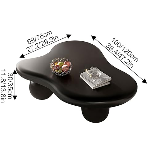 Irregular Side Table and Cloud Coffee Table, Wooden Farmhouse Coffee Table, Simple Modern Center Cocktail Table, for Living Room Reception Room Office(White,100 * 69 * 30cm)