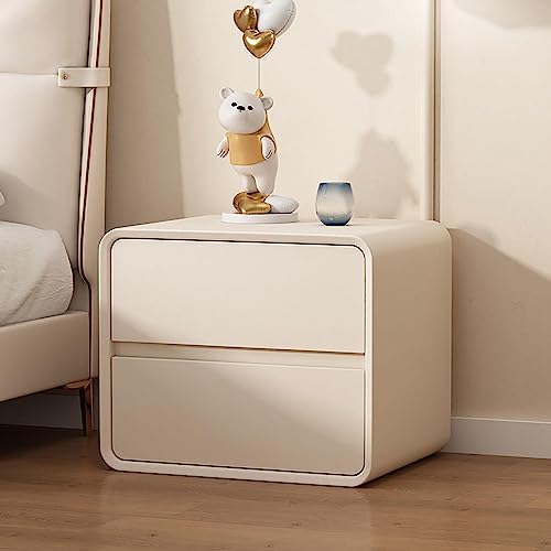 Modern Luxury Leather Nightstand,Minimalist Bedside Table Bedside Furniture with 2 Drawer with Countertop Storage for Bedroom,D,50x40x47cm(20x16x19inch)
