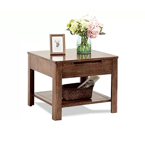 Coffeetable Wooden Small Coffee Table Sofa Side Table Living Room Square Table Household Corner Table Bedroom Bedside Table Coffee Tables for Living Room(B)