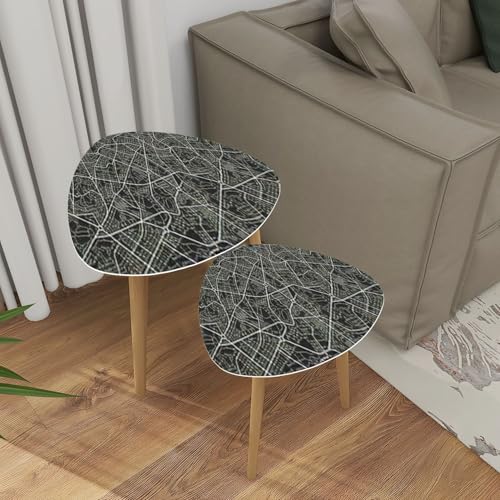 Triangle Nesting Coffee Table Set of 2 Forest Panorama View Pine Tree Landscape Spruce Silhouette Modern Minimalist Side Table Small End Table Leisure Tea Table Living Room Bedroom Office