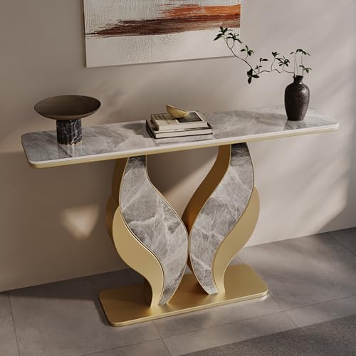 Console Table, Rectangle Narrow Accent Foyer Table, Extra Long Entryway Table with Double Arc Base, Entryway Table for Living Room, Hallway, Entrance(White)