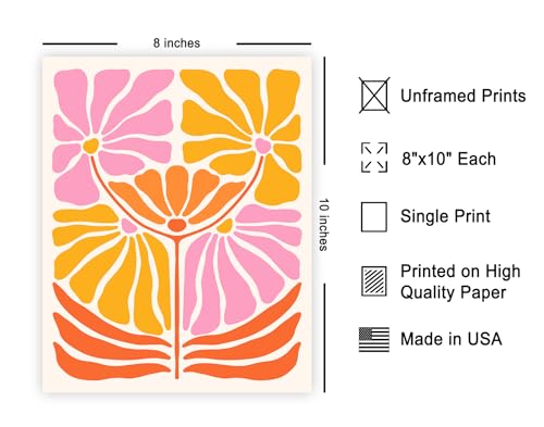 Poster Master Flower Poster - Retro Boho Print - Trendy Art - Abstract Art - Modern Art - Minimal Art - Gift for Men & Women - Floral Decor for Office, Living Room or Bedroom, 16x20 Brown Framed