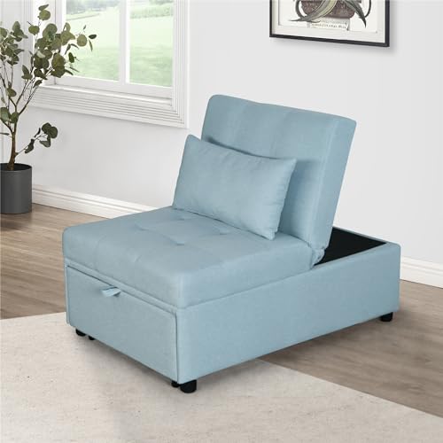 Versatile Folding Ottoman Sofa Bed with Sturdy Solid Wood Frame, Soft Polyester Fabric - Multifunctional Convertible Furniture for Living Room, Bedroom, Office - Space-Saving Design (Light Grey)