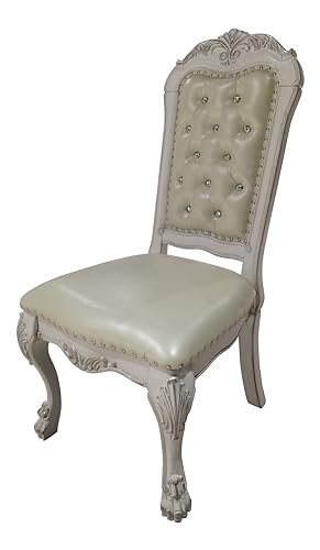 Acme Dresden Wooden Frame Side Chairs in Bone White (Set of 2)