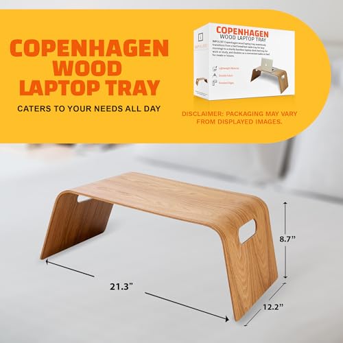 IMPULSE! Copenhagen Wood Laptop Tray - Bed & Breakfast Serving Tray, Table Bed Tray, Lightweight & Sturdy, Ideal for Work, Breakfast, Dinner, Reading, iPad & Laptop Use, 12.2