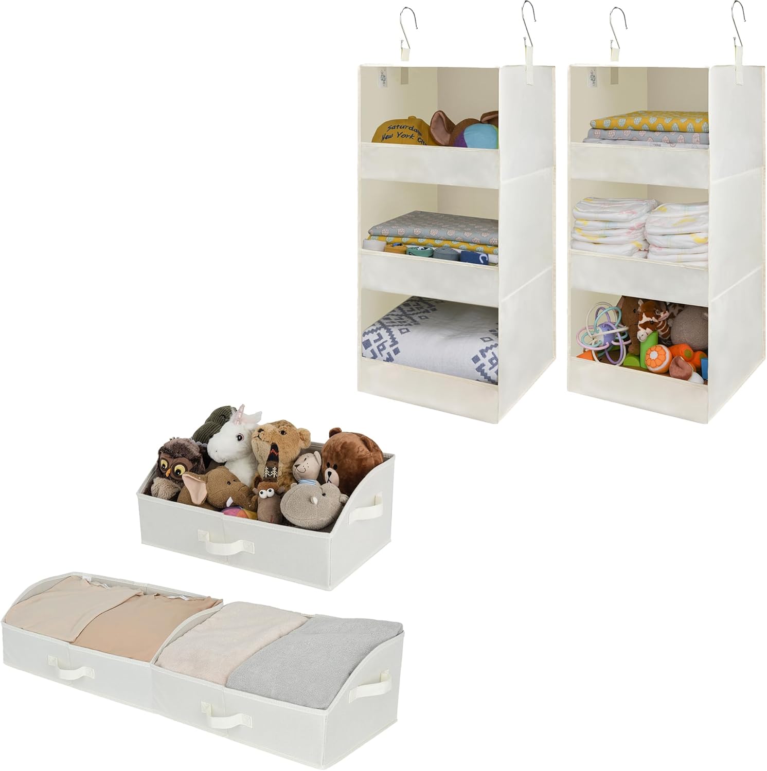 GRANNY SAYS Bundle of 2-Pack Hanging Organizer for Wardrobe & 3-Pack Trapezoid Storage Bins