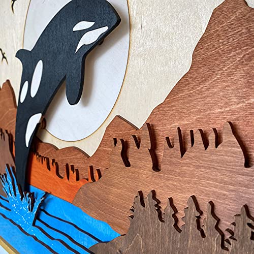 ImprovingLife Wall Art Decor Lighthouse on the Cliff Landscape Wood Sculpture 3D effect