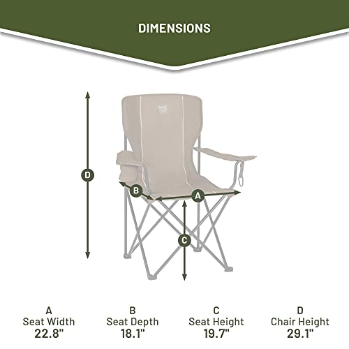 TIMBER RIDGE Collapsible Armrests Cup Holder & Carry Mat & Pet Leash Heavy Duty Foldable Chair for Outdoor Lounge Lawn Beach, Support 300 lbs, Earth Brown