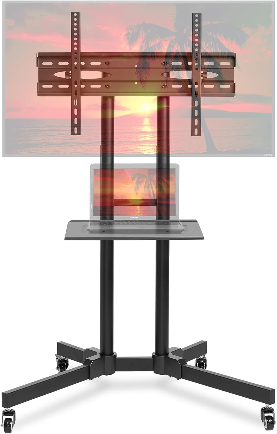 Rolling TV Stand Mobile TV Cart for 32-65 inch Plasma Screen, LED, LCD, OLED, Curved TV's - Universal Mount with Wheels