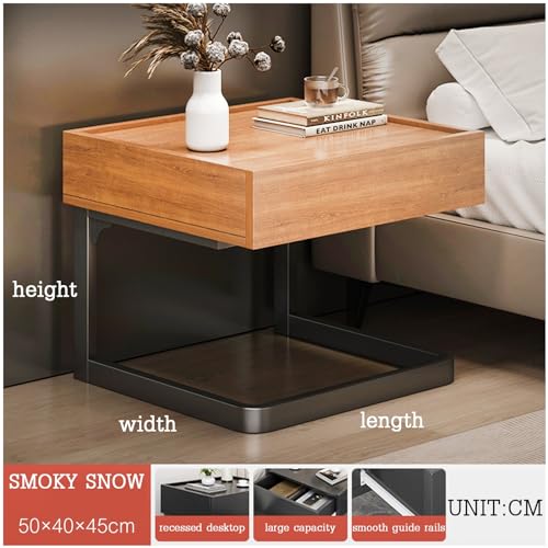 Contemporary Bedside Cabinet, Eco-friendly Nightstand, Minimalist And Practical Side Cabinet End Table With Open Storage With Drawer Storage Bed Side Table, For Bedroom Home Office(Cedar white)