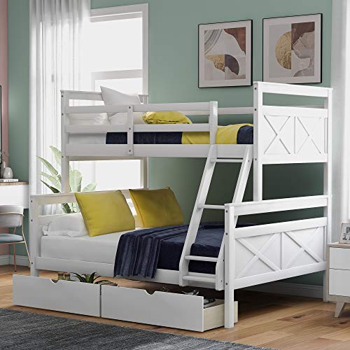 Full Over Full Metal Bunk Bed with Shelf and Guardrails,Bed Frame Support Leg W/Pipe Plugs,for Bedroom,Apartment,Guest Room,Easy Assembly,White