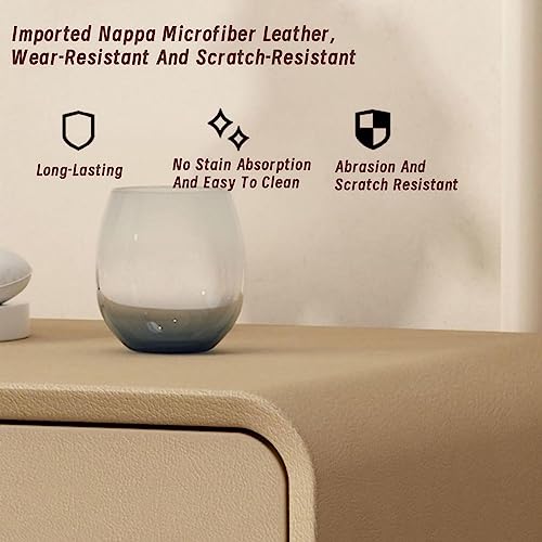 Modern Luxury Leather Nightstand,Minimalist Bedside Table Bedside Furniture with 2 Drawer with Countertop Storage for Bedroom,D,50x40x47cm(20x16x19inch)