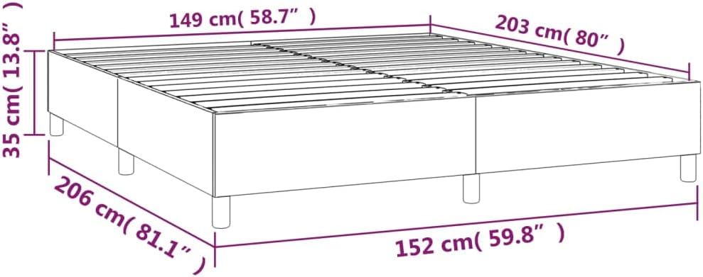 vidaXL Queen Size Box Spring Bed Frame, Dark Gray Fabric with Plywood and Engineered Wood, Perfect for a 59.8