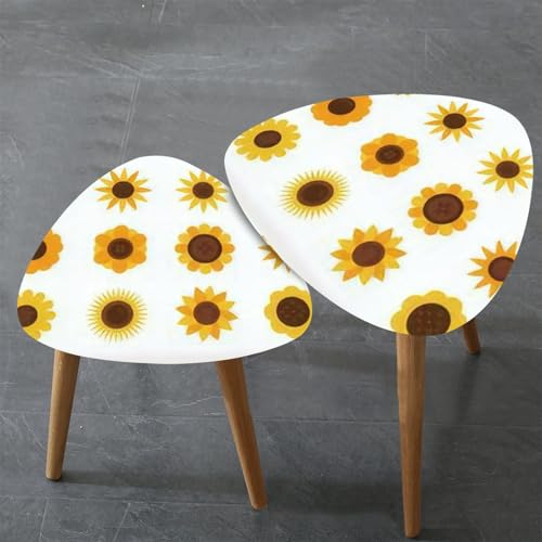 Triangle Nesting Coffee Table Set of 2 Summer cute hand drawn scandinavian style seamless pattern cottage Modern Minimalist Side Table Small End Table Leisure Tea Table Living room Bedroom Office