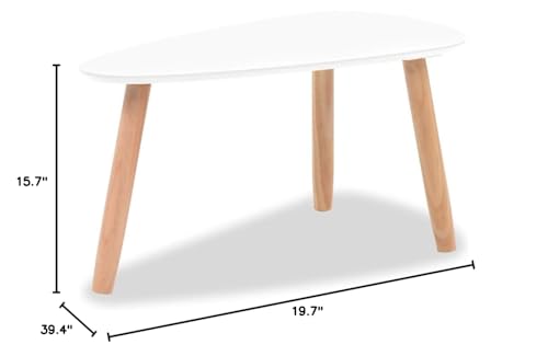 FAMIROSA 2 Piece Coffee Table Set MDF Tabletop with Pinewood Legs High Gloss Sofa and Couch Nesting End Table for Living Room Bedroom Brown