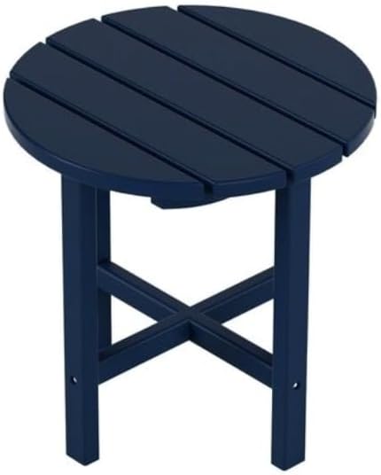 Round End Patio Side Table Made from Durable Plastic/Resin | Water Weather Rust & UV Resistant Size: 18'' H X 18'' W X 18'' L | Pretty Blue Outdoor Adirondack Furniture with 4 Legs & X-Style Frame