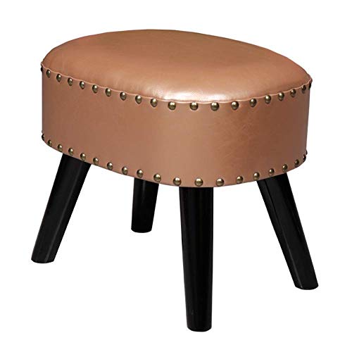 Fashion Creative Shoe Stool Solid Wood High Stool Household Oval Footstool (Color:Fluorescent Blue,Size:30x40x35cm)