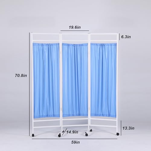 Portable Room Divider with Wheels, Sturdy Double-Layer Nylon Fabric, Easy to Clean, Compact, Foldable and Lightweight Partition Screen, Suitable for Beauty Salons, Clinics, and Offices (4 Panel)