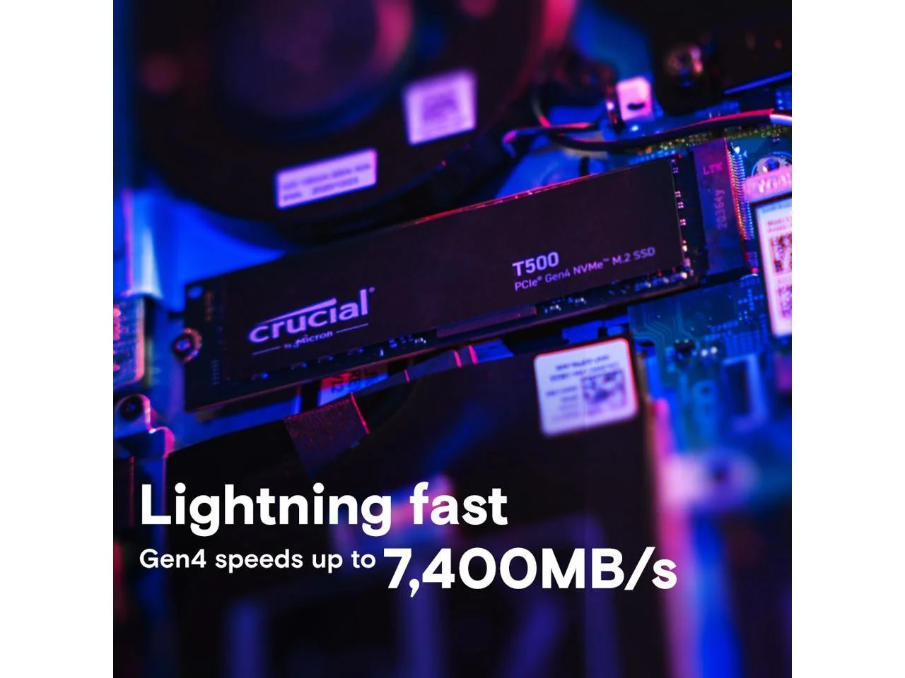 Crucial 1TB T500 Gen4 NVMe M.2 Gaming SSD, Up to 7300MB/s, Laptop & Desktop Compatible + 1mo Adobe CC