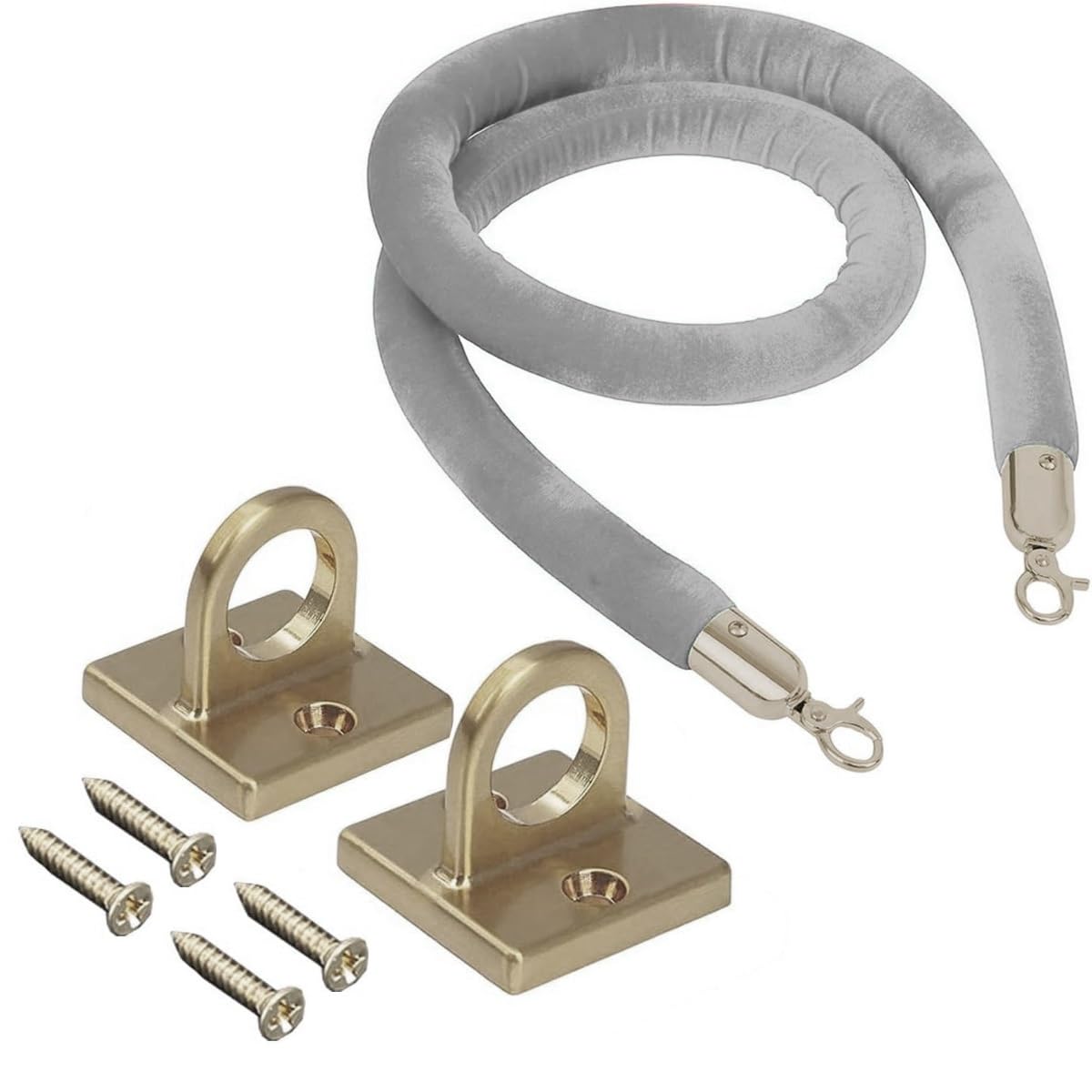 Velvet Rope Wall Mounted, Hanging Barriers Rope with 2 Wall Hooks Kits, Post Stanchion Queue Hanging VIP Rope for Movie Theaters & Red Carpet Event Crowd Control Stanchion Rope, 3Ft-13Ft(E2,2.1m/7ft)