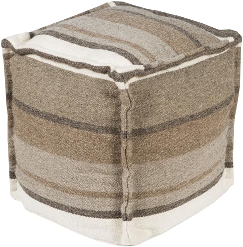 Mark&Day Pouf Ottoman, Ravelsbach Bohemian/Global Cream Cube Pouf Foot Rest for Living Room, Bedroom and Boho Home Decor (18