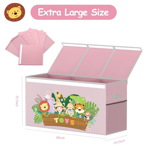 Large Toy Box for Kids, Collapsible Sturdy Toy Chest for Boys, Girls, Toy Storage Organizer Bins with Lids, Large Toy Box Chest for Nursery Room, Playroom, Closet, Office