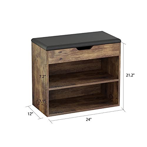 Hitow Shoe Storage Bench with 2 Tiers Shelf, 47.2