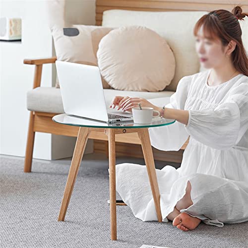 Tea Table for Living Room Modern Wooden Coffee Table Creative Glass Side Table Sofa Corner Table Living Room Bedroom Balcony Side Cabinet End Tables (Color : A)