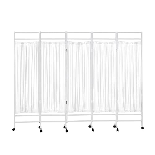Privacy Screen Room Divider 5 Panels Folding Privacy Screens - Freestanding Portable Partition - Room Dividers Wall with Lockable Wheels- 5.9ft Tall Wall Divider and Separator for Commercial, Home Use