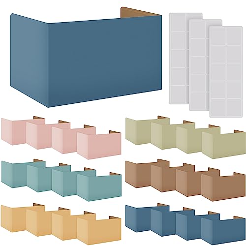 24 Pcs Privacy Folders for Students Privacy Boards with Labels 6 Colors Classroom Desk Test Divider 19.2 x 12 Inch Trifold Desk Privacy Panel Desk Partition for School Study(Warm Colors)